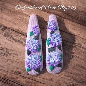 Embroidered Floral Hair Clips